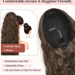 Ponytail Extension Long Wavy Drawstring Ponytail Extensions Softer Lighter Import Synthetic Clip in Hair Extensions Natural Looking Hairpiece for Women