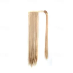ponytail extensions real human hair clip in 16 inches 65g jet black color straight drawstring warp around ponytail hair piece remy human hair for women