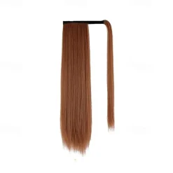 ponytail extensions real human hair clip in 16 inches 65g jet black color straight drawstring warp around ponytail hair piece remy human hair for women