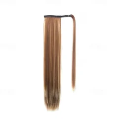 ponytail extensions real human hair clip in 16 inches 65g jet black color straight drawstring warp around ponytail hair piece remy human hair for women