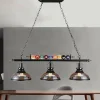 Pool Table Lights Billiard table light Farmhouse Chandelier,Industrial Loft 3 Head Iron Kitchen Light fixtures Fittings Pot Lid Glass Lampshade,Billiard Decoration Creative Lights for Bar