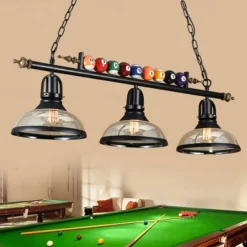 Pool Table Lights Billiard table light Farmhouse Chandelier,Industrial Loft 3 Head Iron Kitchen Light fixtures Fittings Pot Lid Glass Lampshade,Billiard Decoration Creative Lights for Bar