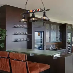 Pool Table Lights Billiard table light Farmhouse Chandelier,Industrial Loft 3 Head Iron Kitchen Light fixtures Fittings Pot Lid Glass Lampshade,Billiard Decoration Creative Lights for Bar