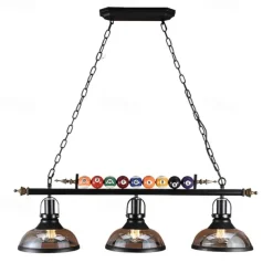 Pool Table Lights Billiard table light Farmhouse Chandelier,Industrial Loft 3 Head Iron Kitchen Light fixtures Fittings Pot Lid Glass Lampshade,Billiard Decoration Creative Lights for Bar