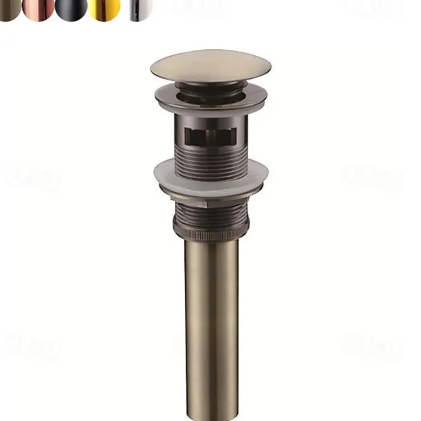 Pop Up Drain Stoper with Overflow SUS Stainless Steel Bathroom Vanity Sink Drain Lavatory Basin Sink Drain Chrome Finished