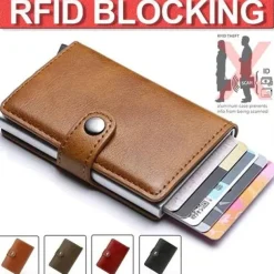 Pop Up RFID Credit Card Holder Wallet Credit Card Holders PU Leather Blocking Rfid Wallet Men Id Card Holder Aluminum Card Case Purse