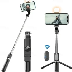 Portable 41 Inch Selfie Stick Phone Tripod With Wireless Remote Extendable Tripod Stand 360 Rotation Compatible With IPhone 13 12 11 Pro Xs Max Xr X 8 7 6 Plus Android Samsung Smartphone