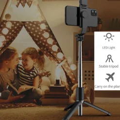 Portable 41 Inch Selfie Stick Phone Tripod With Wireless Remote Extendable Tripod Stand 360 Rotation Compatible With IPhone 13 12 11 Pro Xs Max Xr X 8 7 6 Plus Android Samsung Smartphone