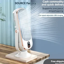 Portable Air Conditioner Fan, Large Battery Dual Motor Household Small Air Cooler, 5-speed Air Cooling Fan 720 ° Surround Air Blower, Office, Tourism, Camping, Outdoor RV Portable USB Fan, Thanksgiving Halloween Christmas Gift