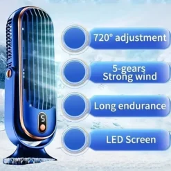 Portable Air Conditioner Fan, Large Battery Dual Motor Household Small Air Cooler, 5-speed Air Cooling Fan 720 ° Surround Air Blower, Office, Tourism, Camping, Outdoor RV Portable USB Fan, Thanksgiving Halloween Christmas Gift