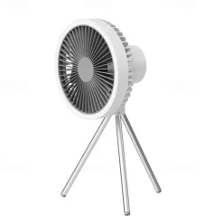 Portable Camping Fan – Rechargeable Battery Operated USB Fan with LED Light and Hook for Tent, Outdoor, Emergency Use