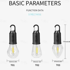 Portable Camping Light LED Camping Lamp with Hook Portable Lantern Type-C Charging Waterproof for Hiking Fishing