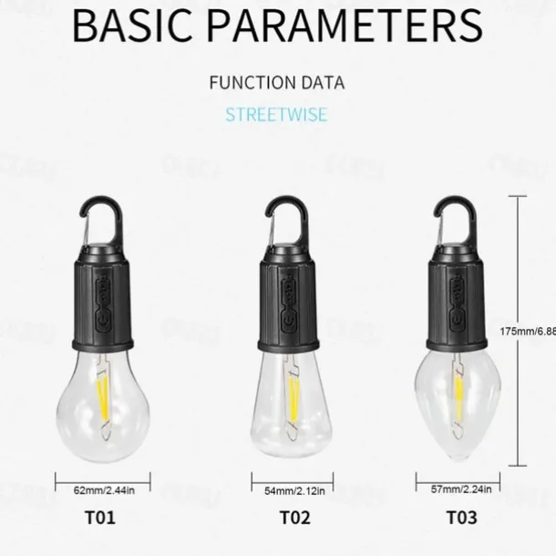 Portable Camping Light LED Camping Lamp with Hook Portable Lantern Type-C Charging Waterproof for Hiking Fishing