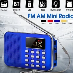 Portable Digital AM FM Radio Media Speaker MP3 Music Player Support TF Card / USB Disk with LED Screen Display and Emergency Flashlight Function