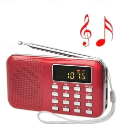 Portable Digital AM FM Radio Media Speaker MP3 Music Player Support TF Card / USB Disk with LED Screen Display and Emergency Flashlight Function