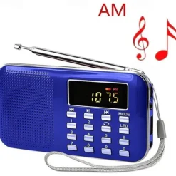 Portable Digital AM FM Radio Media Speaker MP3 Music Player Support TF Card / USB Disk with LED Screen Display and Emergency Flashlight Function