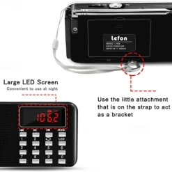 Portable Digital AM FM Radio Media Speaker MP3 Music Player Support TF Card / USB Disk with LED Screen Display and Emergency Flashlight Function