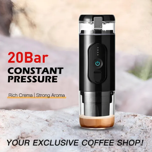 Portable Electric Espresso Coffee Machine Cordless Heating Single Serve Mini Coffee Maker with 2-IN-1 Coffee Powder/Capsule Bin Pump Pressure Auto Brew 2500mAh
