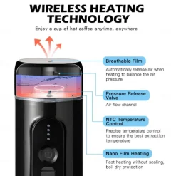 Portable Electric Espresso Coffee Machine Cordless Heating Single Serve Mini Coffee Maker with 2-IN-1 Coffee Powder/Capsule Bin Pump Pressure Auto Brew 2500mAh