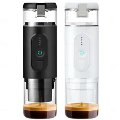 Portable Electric Espresso Coffee Machine Cordless Heating Single Serve Mini Coffee Maker with 2-IN-1 Coffee Powder/Capsule Bin Pump Pressure Auto Brew 2500mAh