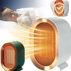 Portable Electric Heater With Thermostat 1200W Safe and Quiet PTC Ceramic Heater Heats Up To 20 Square Meter Indoor Winter Warm Air Blower Mini Radiator Heater Fan For Home Bedroom Bathroom Office Ro