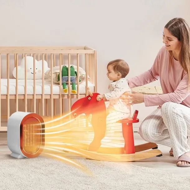 Portable Electric Heater With Thermostat 1200W Safe and Quiet PTC Ceramic Heater Heats Up To 20 Square Meter Indoor Winter Warm Air Blower Mini Radiator Heater Fan For Home Bedroom Bathroom Office Ro