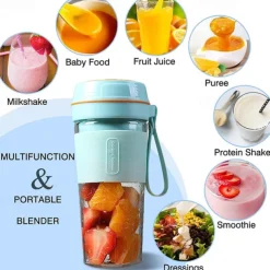 Portable Electric Juicer Smoothie Blender 4 Knife Mini Blenders USB Wireless Rechargeable Mixer Juicers Cup for Sports Travel