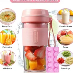 Portable Electric Juicer Smoothie Blender 4 Knife Mini Blenders USB Wireless Rechargeable Mixer Juicers Cup for Sports Travel