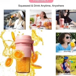 Portable Electric Juicer Smoothie Blender 4 Knife Mini Blenders USB Wireless Rechargeable Mixer Juicers Cup for Sports Travel