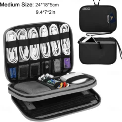 Portable Electronic Accessories Travel case,Cable Organizer Bag Gadget Carry Bag for iPad,Cables,Power,USB Flash Drive, Charger