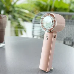 Portable Foldable Handheld & Tabletop Fan, Cold Compress Mode, 5-Speed Wind Settings, USB-C Rechargeable, Built-in Carabiner, Anti-Slip Base, Cooling & Fan Dual Mode