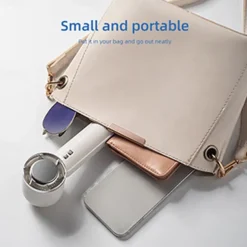 Portable Foldable Handheld & Tabletop Fan, Cold Compress Mode, 5-Speed Wind Settings, USB-C Rechargeable, Built-in Carabiner, Anti-Slip Base, Cooling & Fan Dual Mode