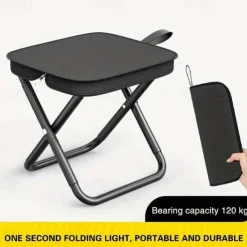 Portable Folding Stool - Durable Carbon Fiber Oval Shape with Zipper Pocket for Outdoor Recreation/Camping Lightweight and Compact Design Ideal for Campers and Outdoor Enthusiasts