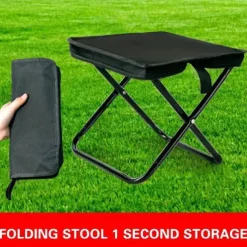 Portable Folding Stool - Durable Carbon Fiber Oval Shape with Zipper Pocket for Outdoor Recreation/Camping Lightweight and Compact Design Ideal for Campers and Outdoor Enthusiasts