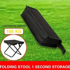 Portable Folding Stool - Durable Carbon Fiber Oval Shape with Zipper Pocket for Outdoor Recreation/Camping Lightweight and Compact Design Ideal for Campers and Outdoor Enthusiasts