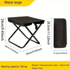 Portable Folding Stool - Durable Carbon Fiber Oval Shape with Zipper Pocket for Outdoor Recreation/Camping Lightweight and Compact Design Ideal for Campers and Outdoor Enthusiasts