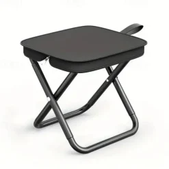 Portable Folding Stool - Durable Carbon Fiber Oval Shape with Zipper Pocket for Outdoor Recreation/Camping Lightweight and Compact Design Ideal for Campers and Outdoor Enthusiasts