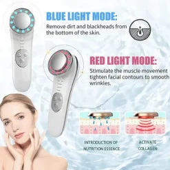 Portable Galvanic Facial Machine 7 In 1 High Frequency Face Massager Microcurrent Skin Firming Machine Skin Improve Roller Tools