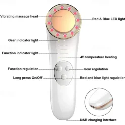 Portable Galvanic Facial Machine 7 In 1 High Frequency Face Massager Microcurrent Skin Firming Machine Skin Improve Roller Tools