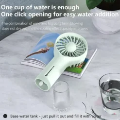 Portable Handheld Spray Fan – Large Wind Refillable Water Mist Cooling Fan for Outdoor and Travel