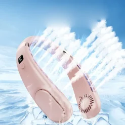 Portable Leafless Neck Fan – Quiet Mini Sports Fan with Strong Wind, USB Rechargeable for Outdoor Activities