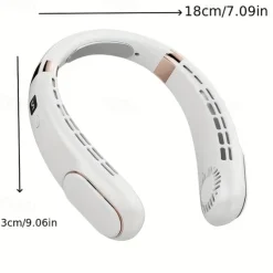 Portable Leafless Neck Fan – Quiet Mini Sports Fan with Strong Wind, USB Rechargeable for Outdoor Activities