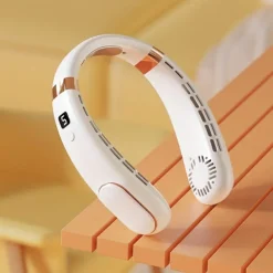 Portable Leafless Neck Fan – Quiet Mini Sports Fan with Strong Wind, USB Rechargeable for Outdoor Activities