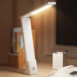 Portable Led Foldable Desk Lamp 3 Colors Touch Dimmable Table Lamp Usb Rechargeable Bedside Reading Light for Study Office Work