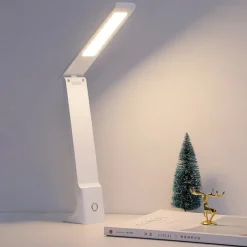 Portable Led Foldable Desk Lamp 3 Colors Touch Dimmable Table Lamp Usb Rechargeable Bedside Reading Light for Study Office Work
