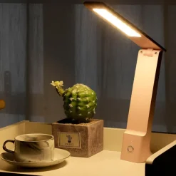 Portable Led Foldable Desk Lamp 3 Colors Touch Dimmable Table Lamp Usb Rechargeable Bedside Reading Light for Study Office Work