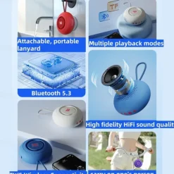 Portable Mini Bluetooth Speaker Portable Suction Cup Fixed Wireless Small Sound,TF Card, FM Radio, TWS Sound Bluetooth Outdoor Carry Riding Sports Hanging Bag