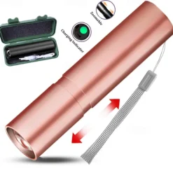 Portable Mini LED Flashlight, LED Torch Rechargeable 3 Lighting Modes Waterproof Retractable Powerful Light Torch Outdoor Zoom Torch