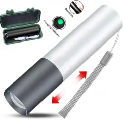 Portable Mini LED Flashlight, LED Torch Rechargeable 3 Lighting Modes Waterproof Retractable Powerful Light Torch Outdoor Zoom Torch