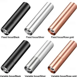 Portable Mini LED Flashlight, LED Torch Rechargeable 3 Lighting Modes Waterproof Retractable Powerful Light Torch Outdoor Zoom Torch